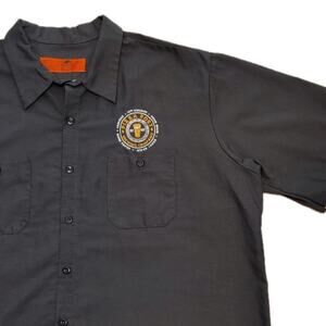 Red Kap Pizza Port Mechanics Shirt Mens 3XL Gray Embroidery Brewery Workwear